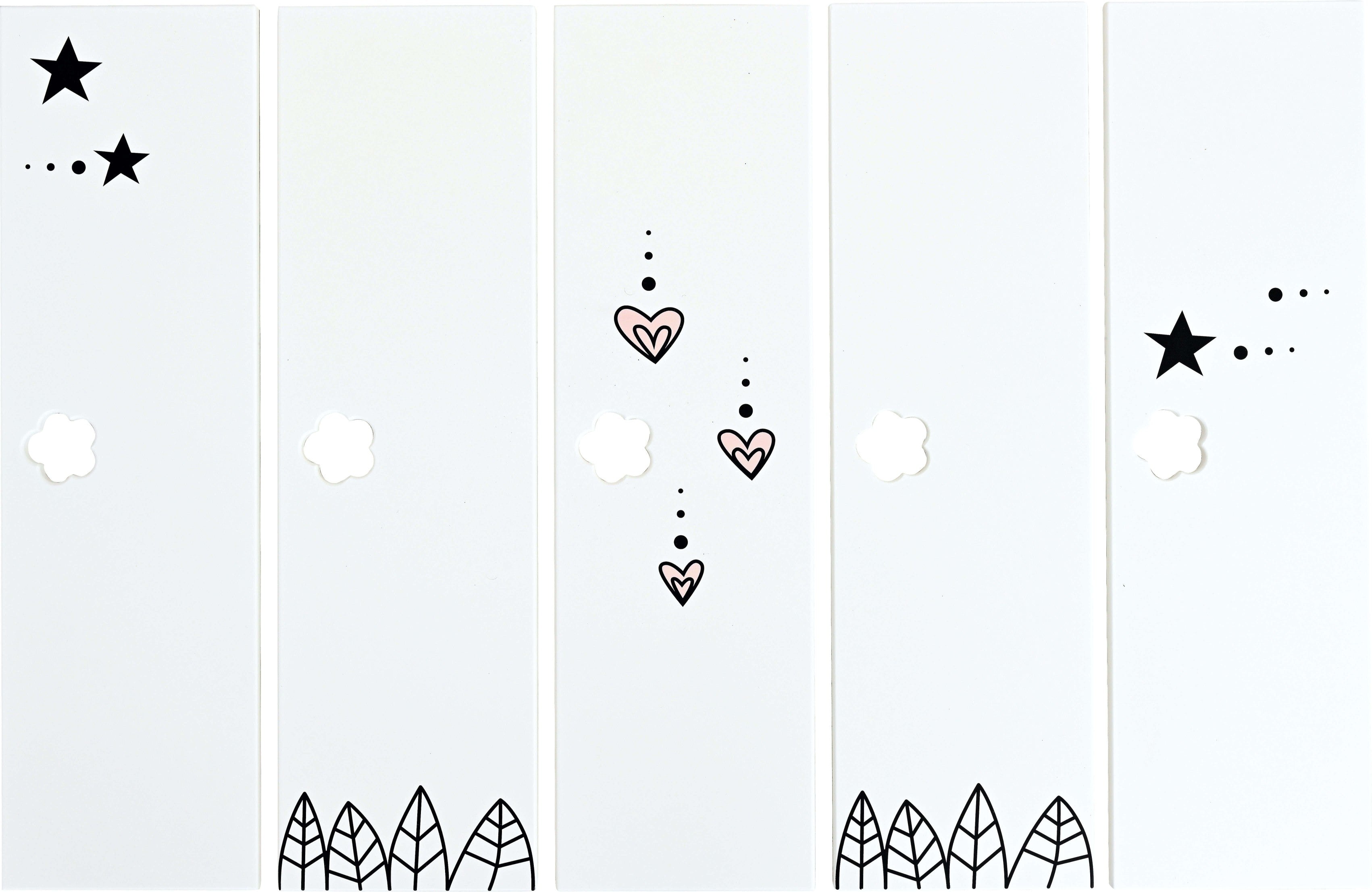 5-delige deurset voor garderobe Mariposa met bloemvormig handvatgat - Fantasy-applicatie