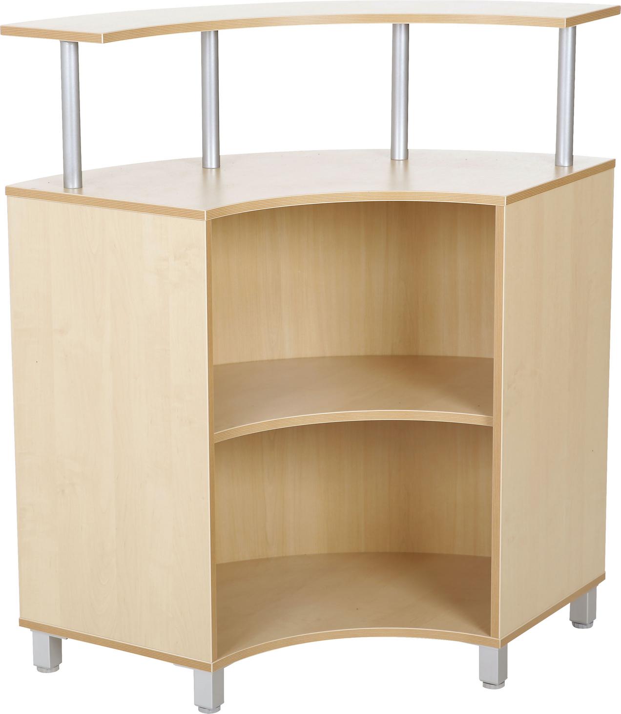 Moderne Empfangstheke aus Holz für Rezeptionen und Büros.