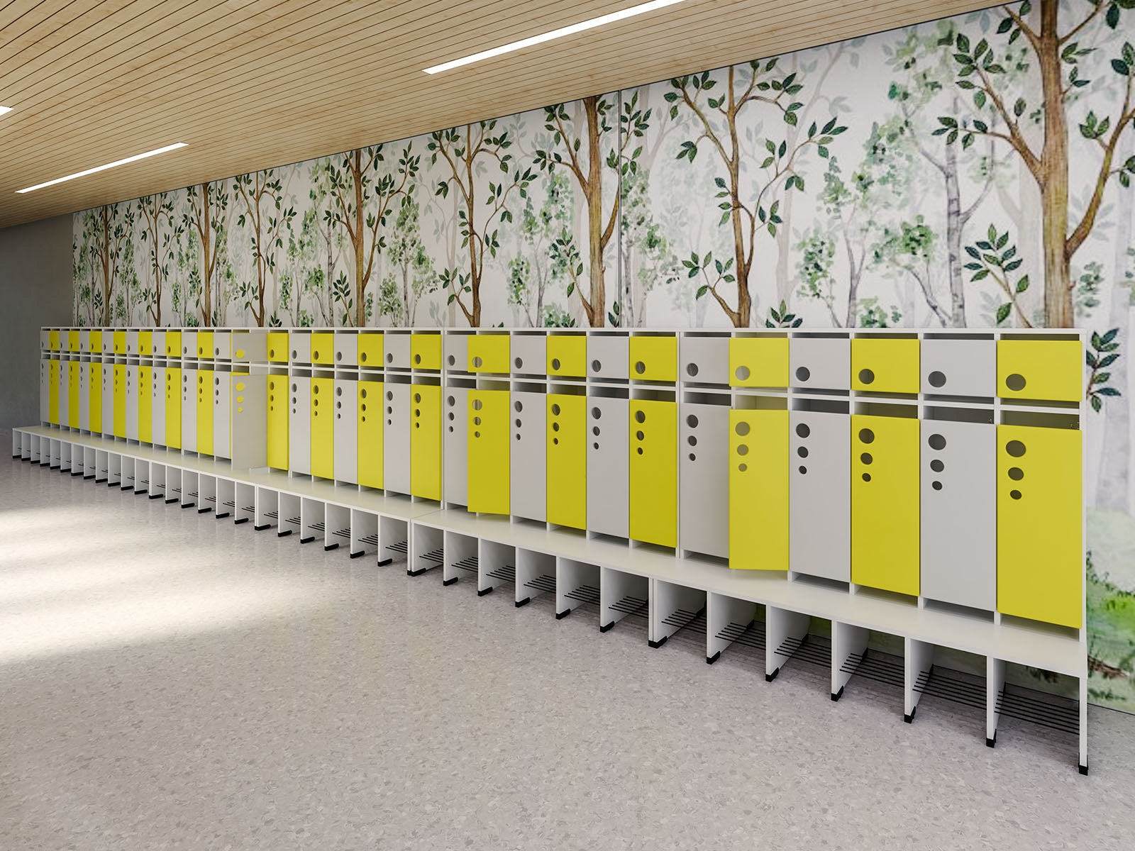 Garderobe Bubble-Serie mit Bank, Konfigurierbar - versch. Farben