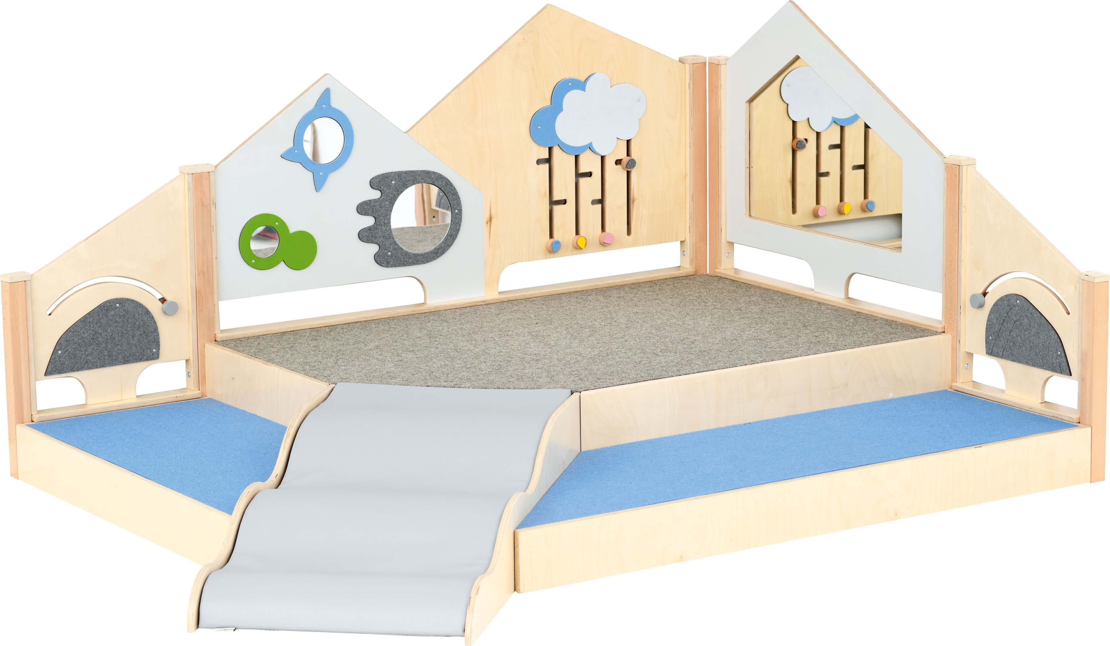 Kindergarten Spielpodest Saphir 2 mit Spielwänden