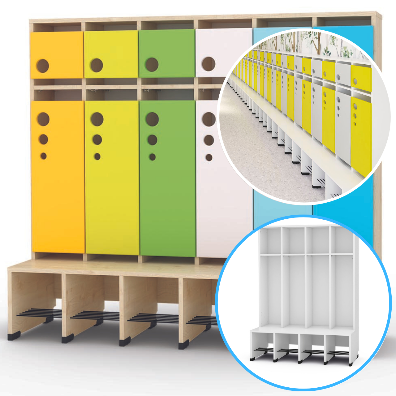 Garderobe Bubble-Serie mit Bank, Konfigurierbar - versch. Farben
