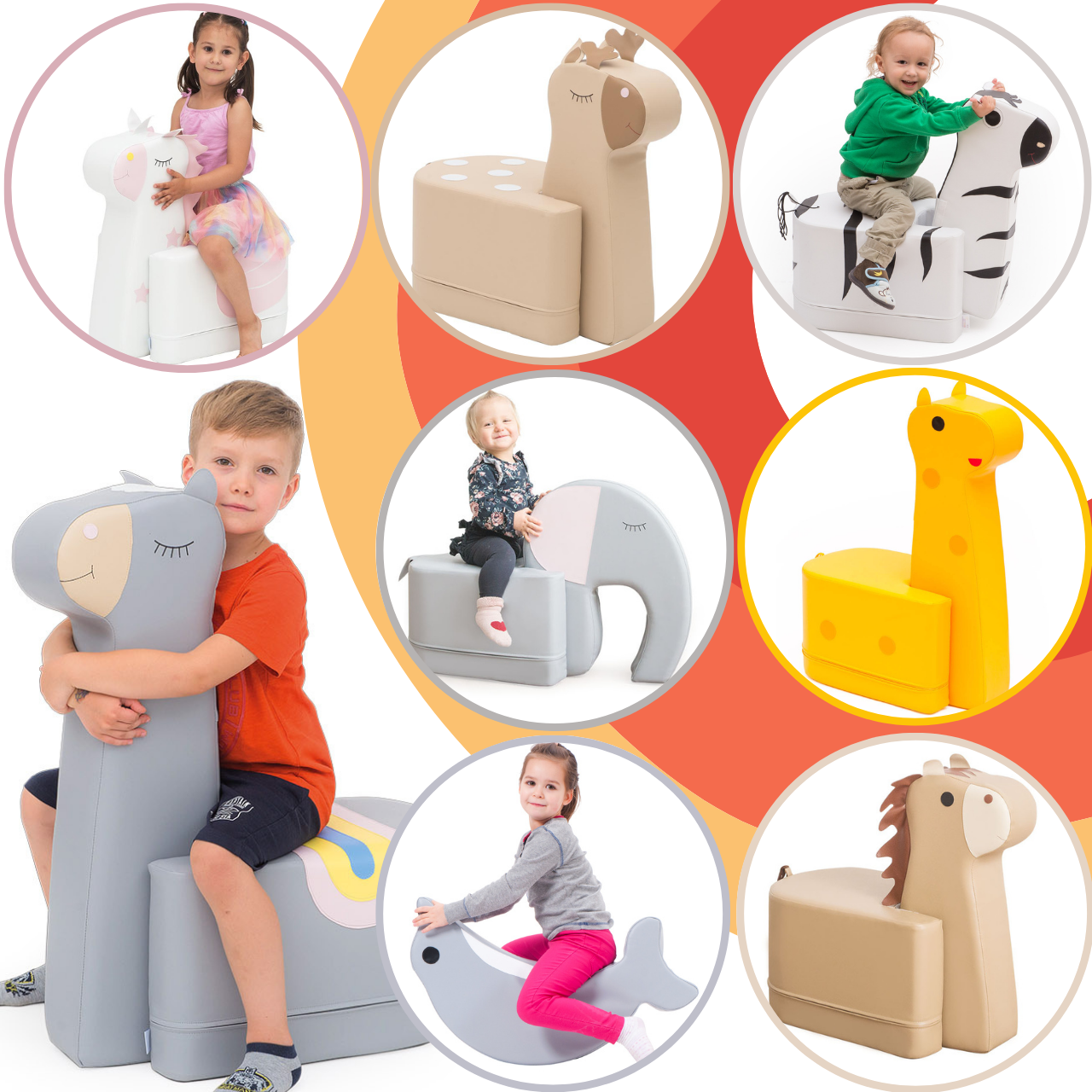 Siège en mousse avec différents motifs d'animaux