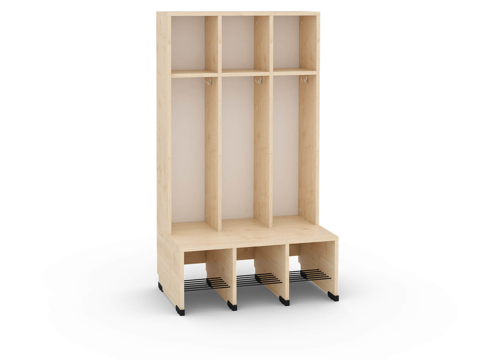 Vestiaire 3 places avec banc H=31cm Série Bubble