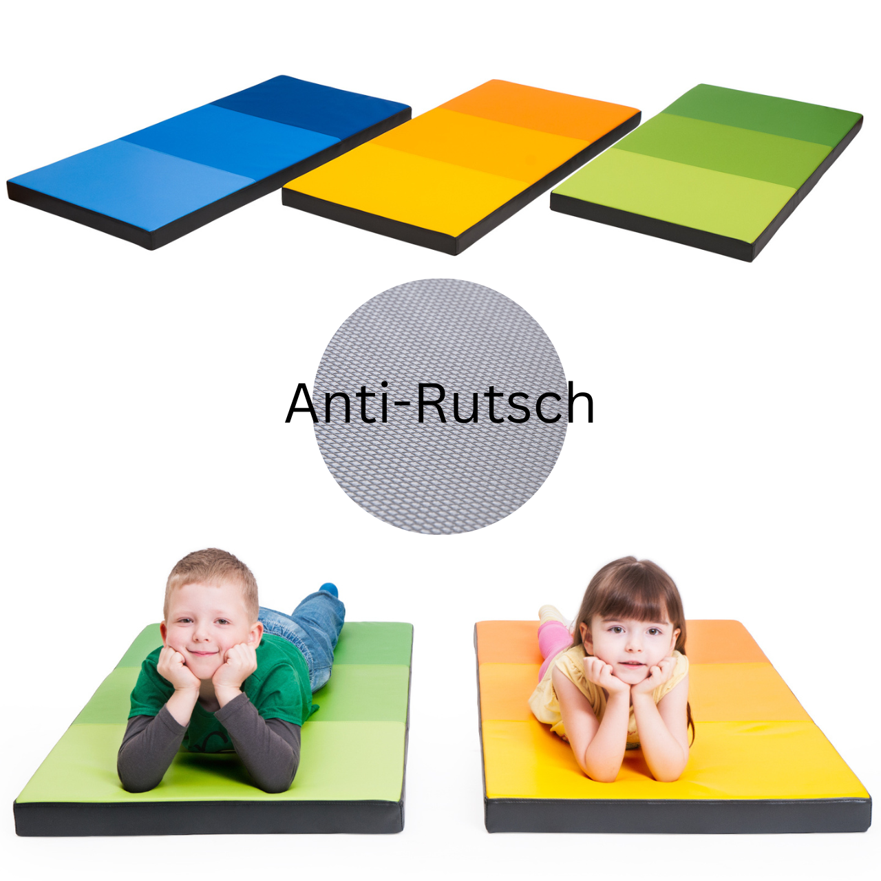 Triple-Matratze / Spielmatte, versch. Farben & Antirutsch 120cm x 60cm x 6cm