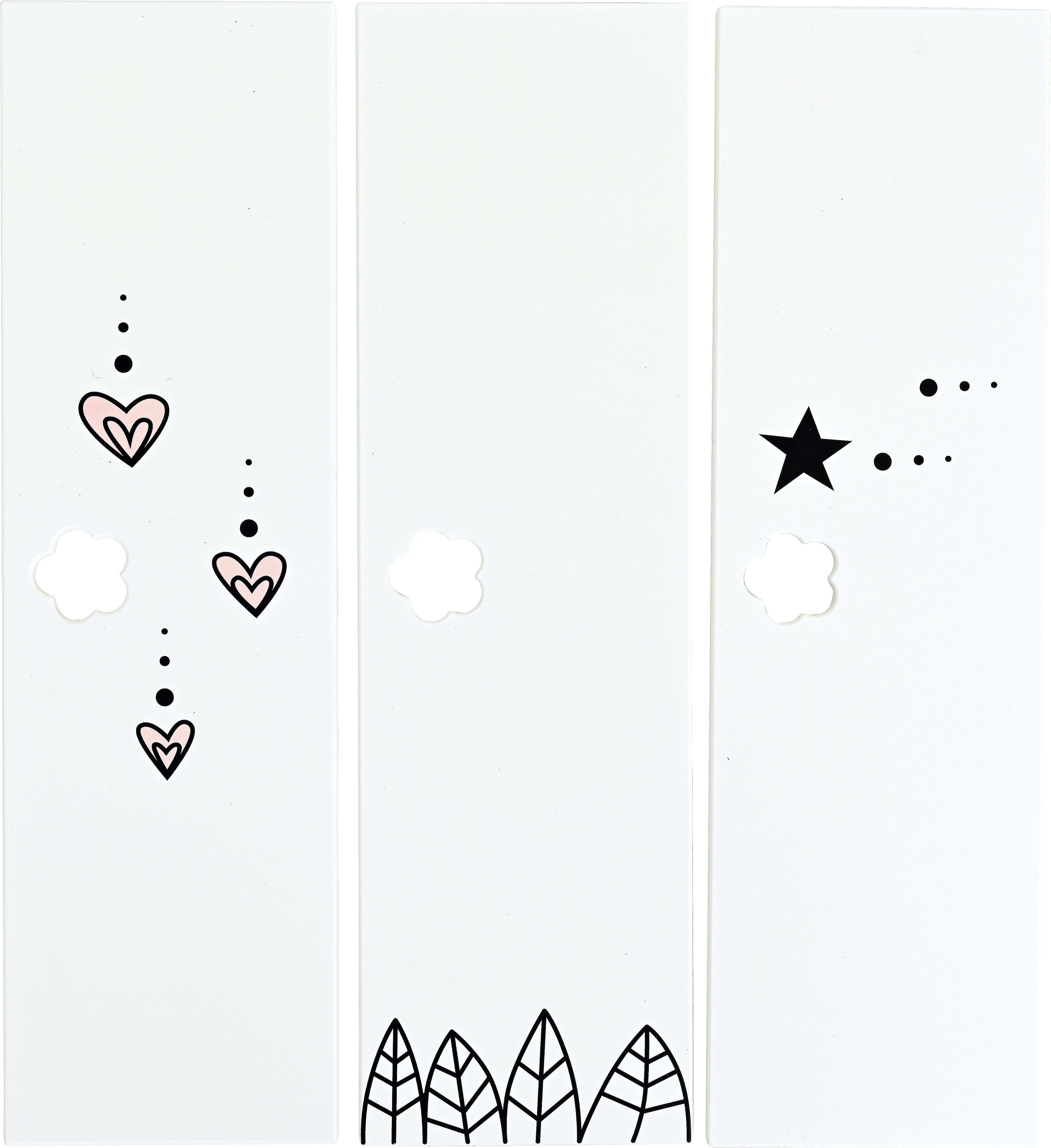 3-delige deurset voor garderobe Mariposa met bloemvormig handvatgat - Fantasy-applicatie