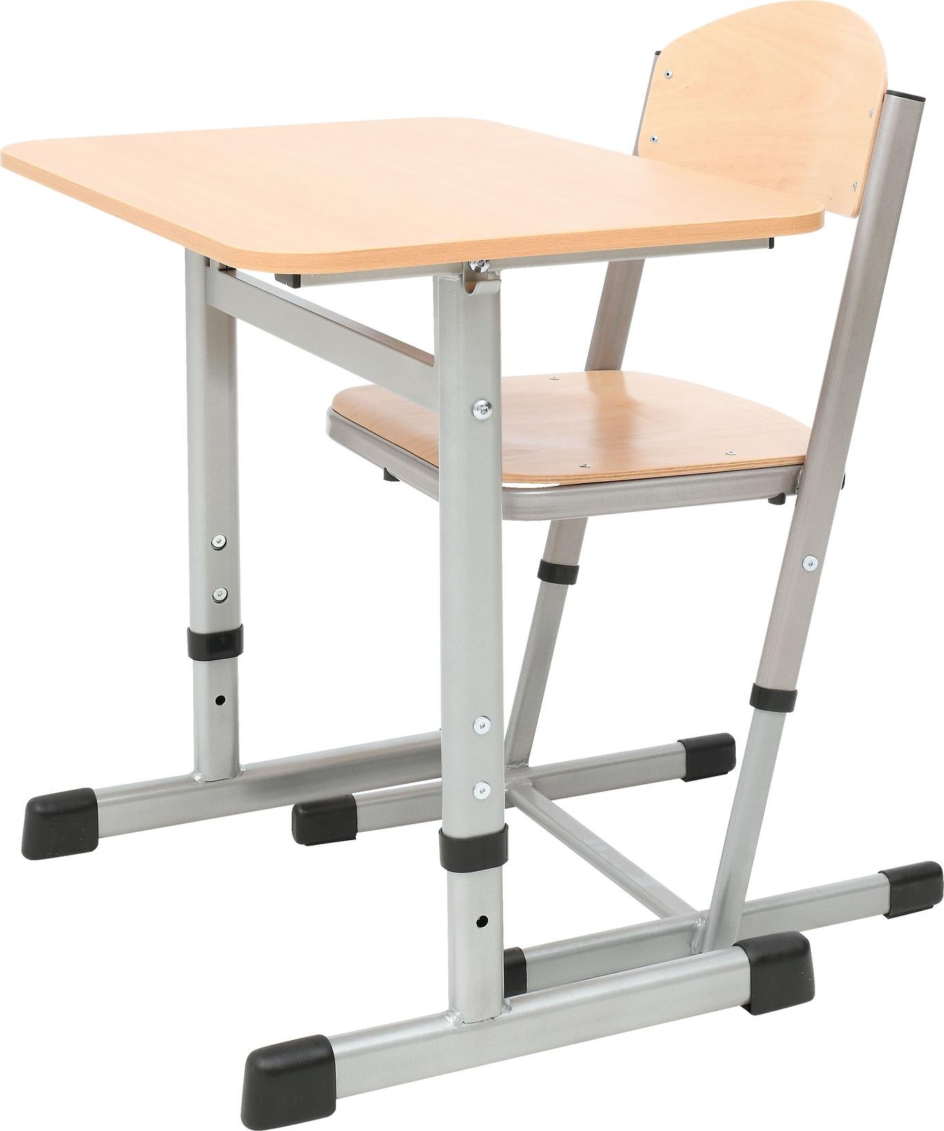 Einzeltisch mit Stuhl für Schüler in Klassenzimmer.