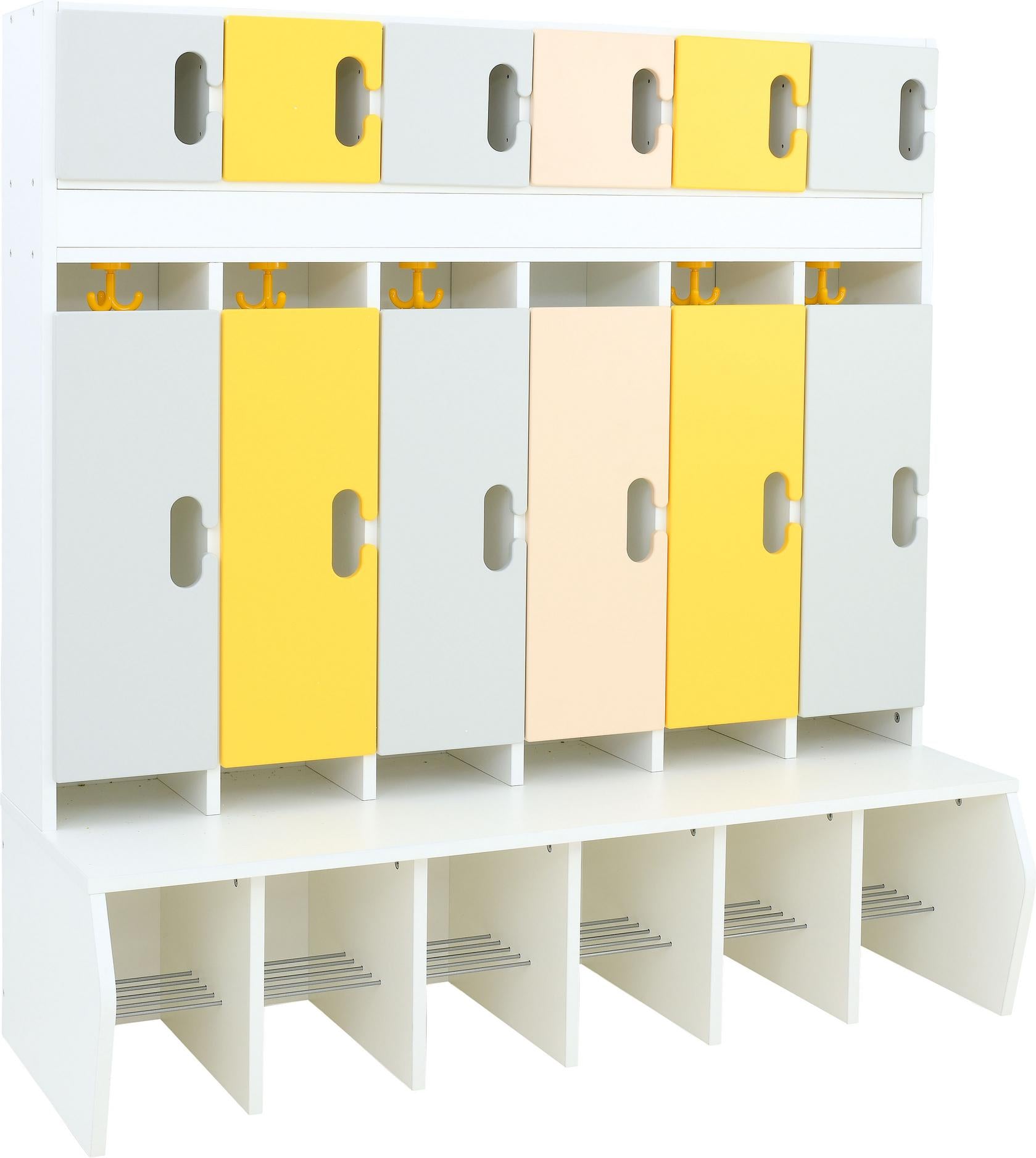 Garderobe Chamäleon 6 Ahorn Jylland, Grau-Gelb, leise schließend