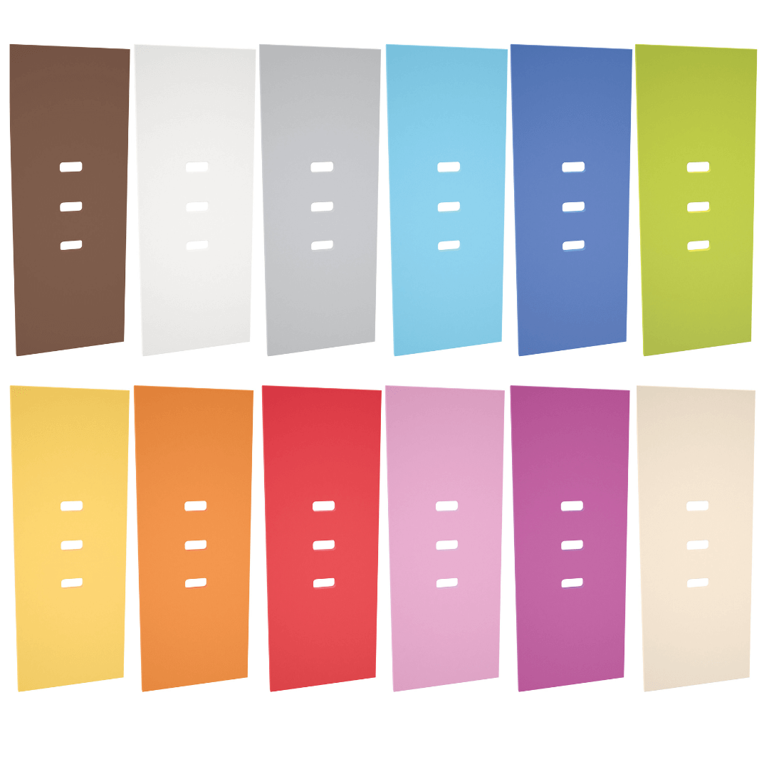 Garderobe Rainbow 2-8 Einheiten, optional mit Türen, 12 versch. Farben, versch. Höhen/Breiten. Geeignet für Kita, Kindergarten und Schule.