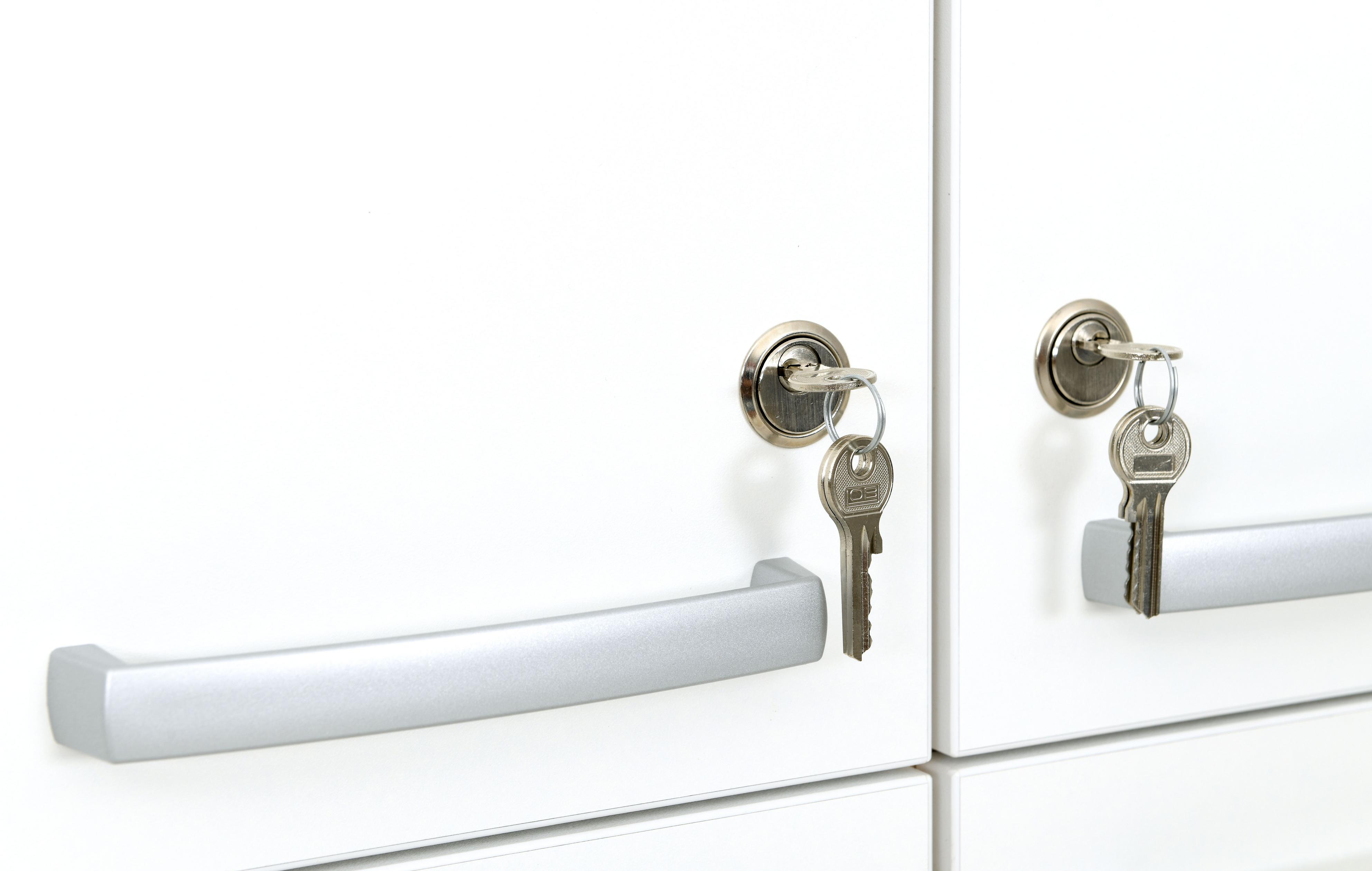 Grande Taschenschrank Ahorn – Weiß Türen, abschließbar