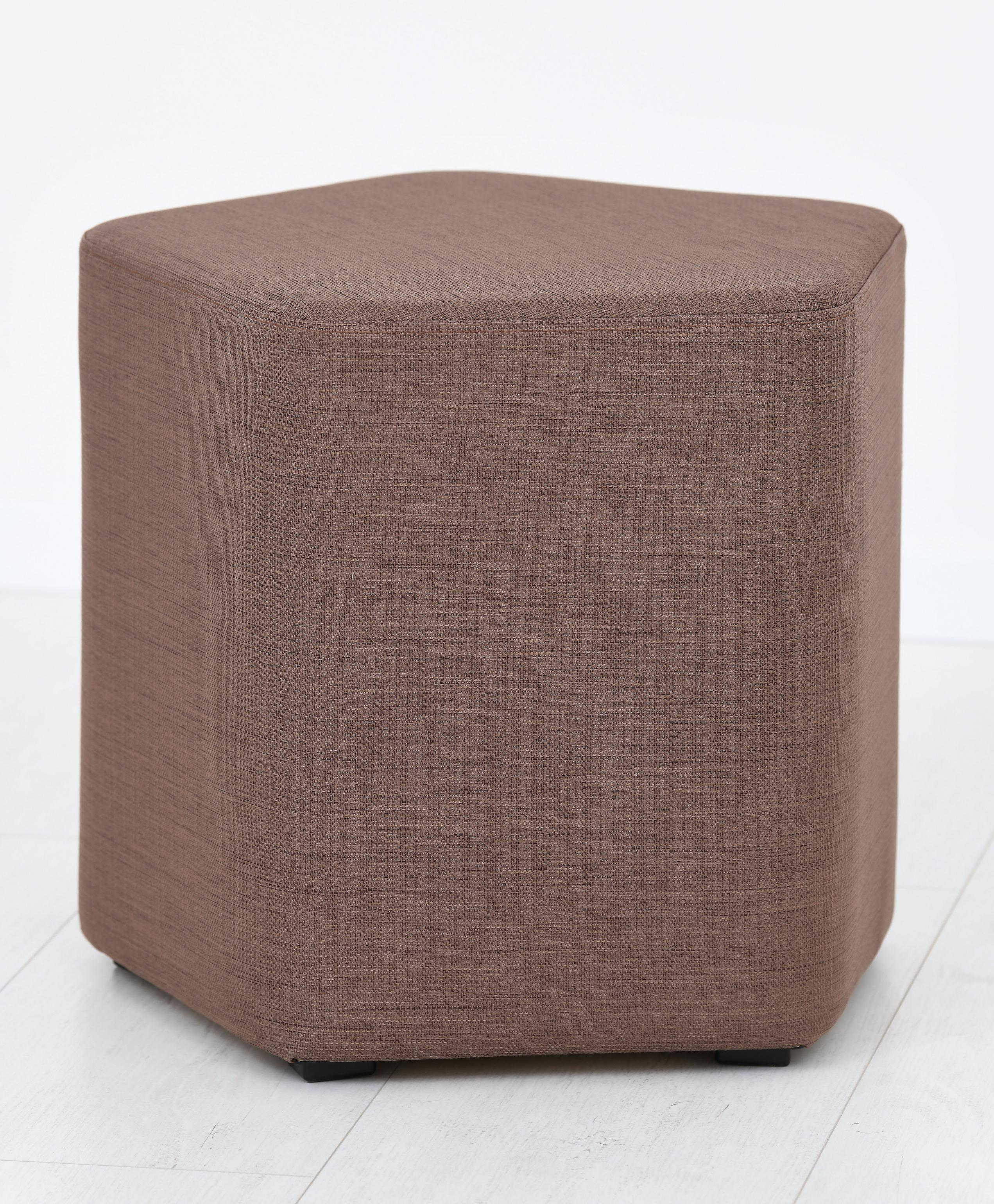 Inflamea Hocker pentagonal H42cm: Sitzhocker pentagonal H42cm mit braunem Stoffbezug