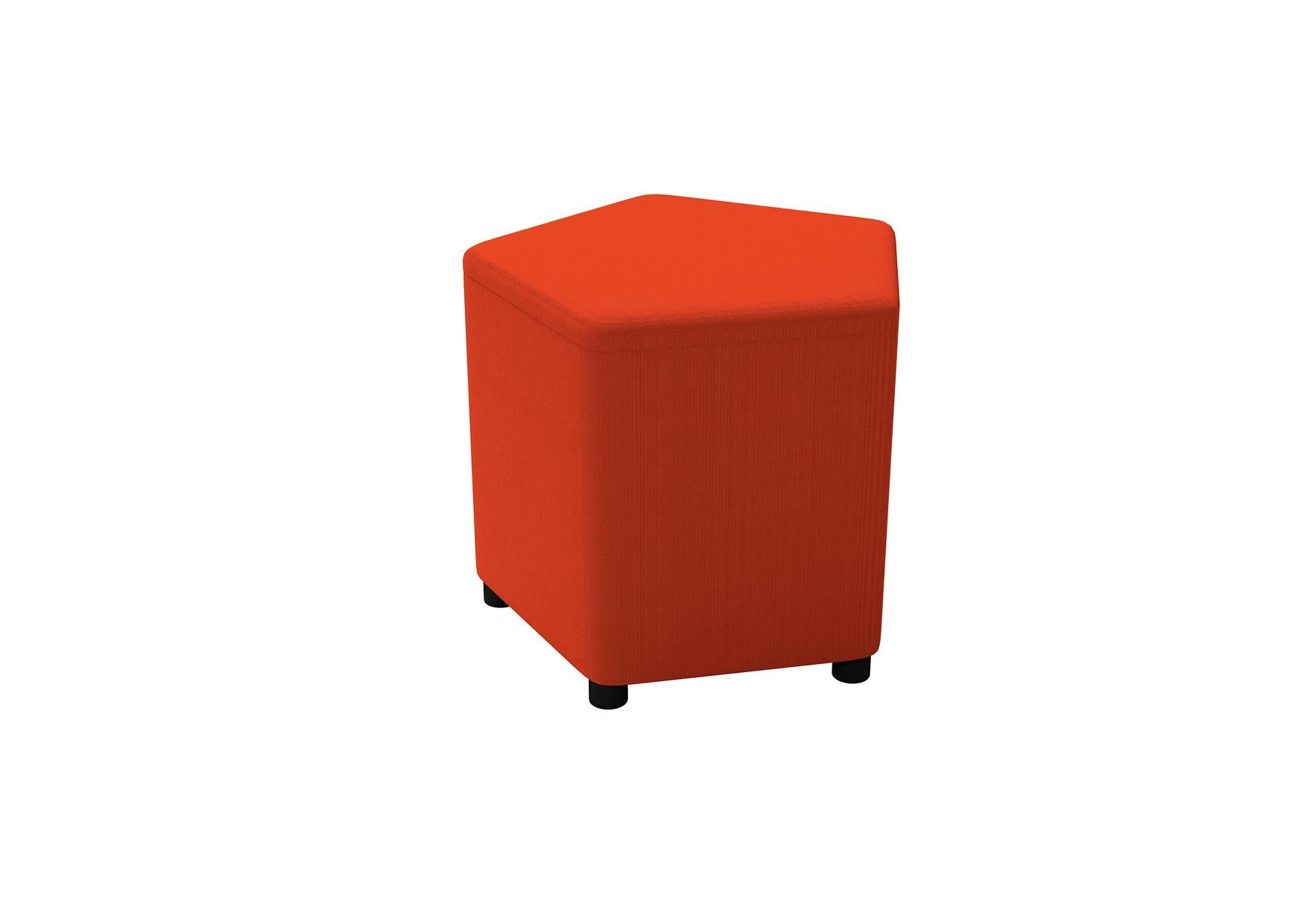 Inflamea Hocker pentagonal H42cm: orangefarbener Sitzhocker pentagonal H42cm mit Gleitern