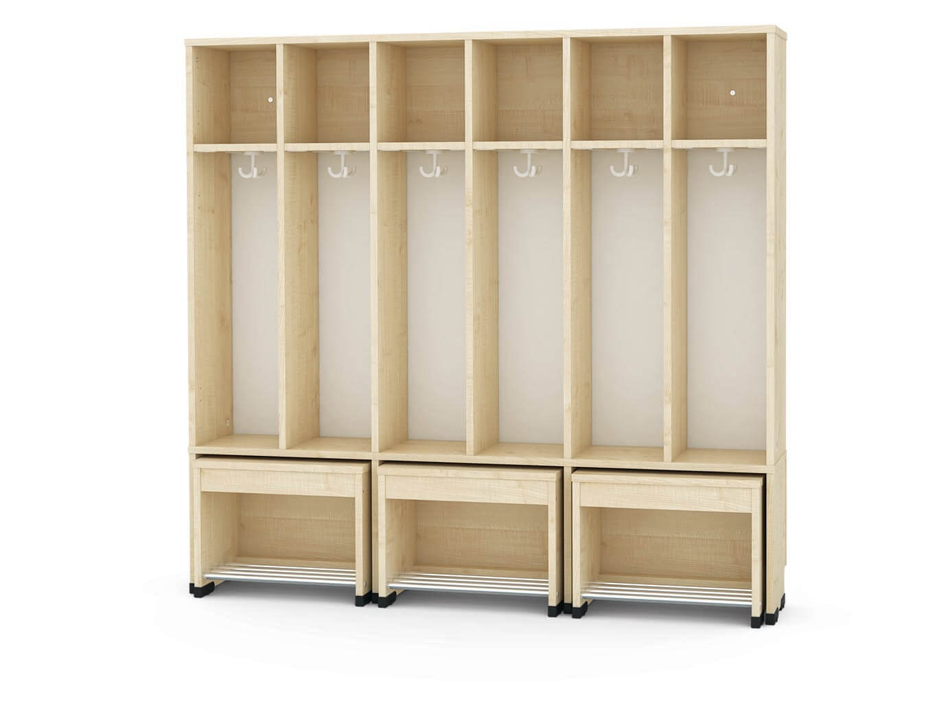 Vestiaire 6 places avec banc extensible H=26cm série Bubble-Flex