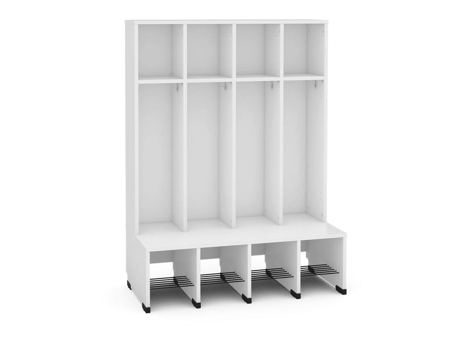 Vestiaire 4 places avec banc en blanc H=31cm Série Bubble