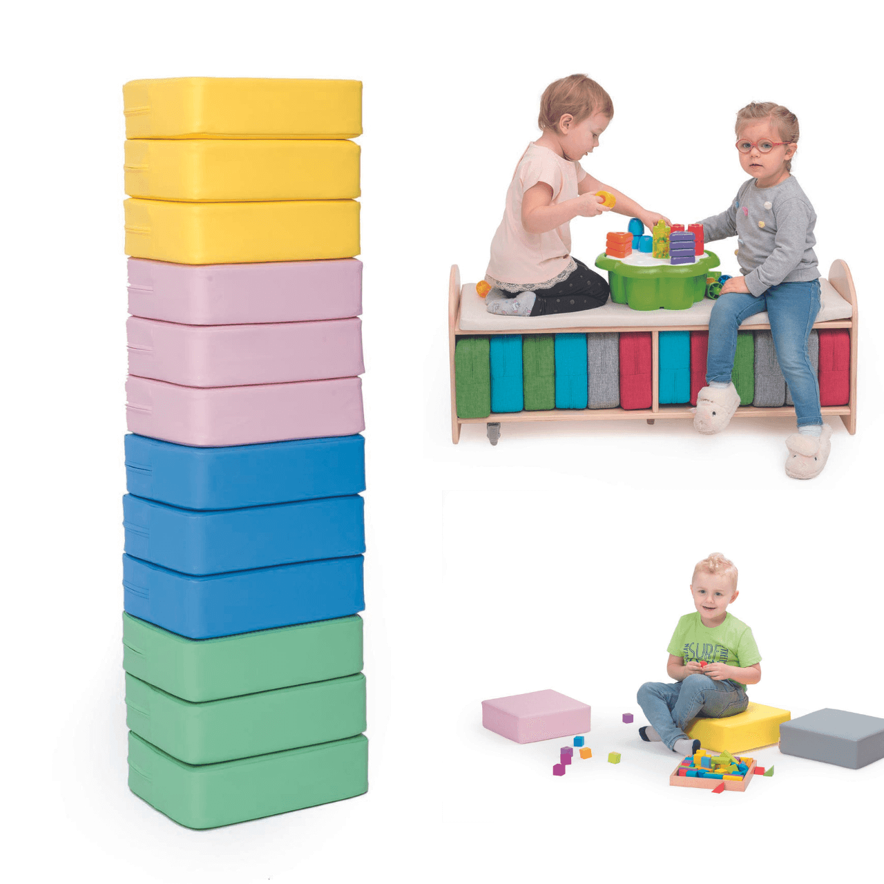 12 x Rechthoekig zitkussen (30x20x8cm) van kunstleer met zitbank - verschillende kleuren