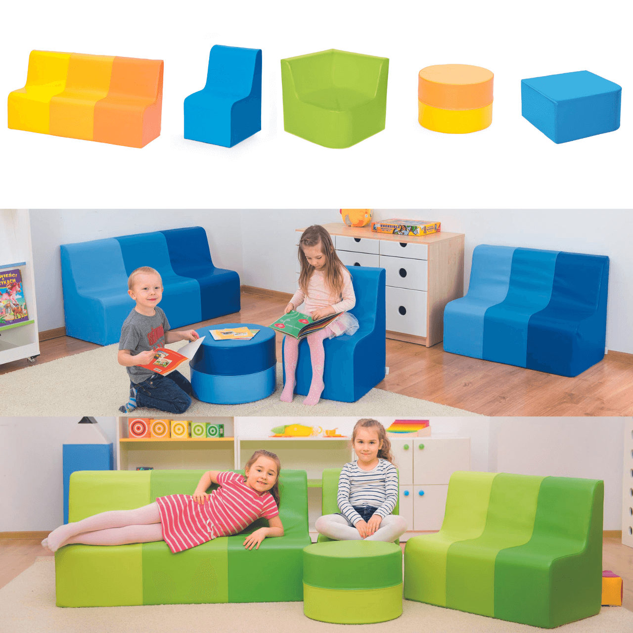 Zonnige bank configureerbaar in verschillende kleuren en maten